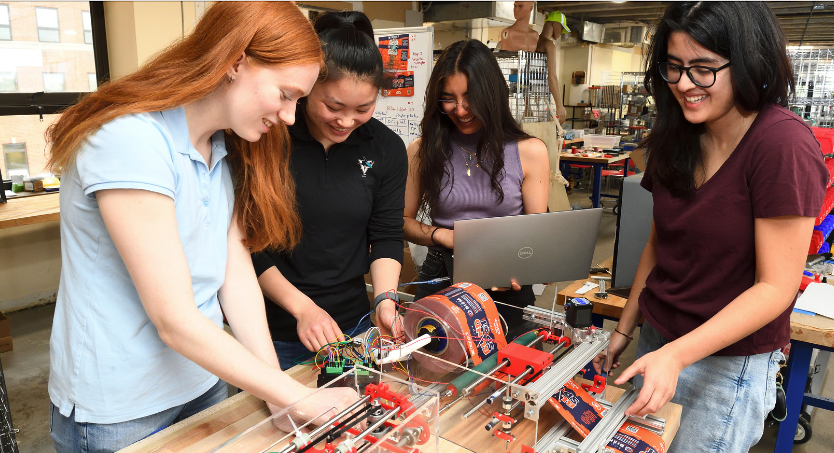 From left to right, JHU students Catherine Pollard, Gabriella Hu, Krystal Lan, and Sophia Gomez